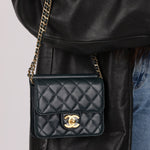 Chanel 2013 Dark Evergreen Lambskin Turnlock Square Flap Bag - FashioNica