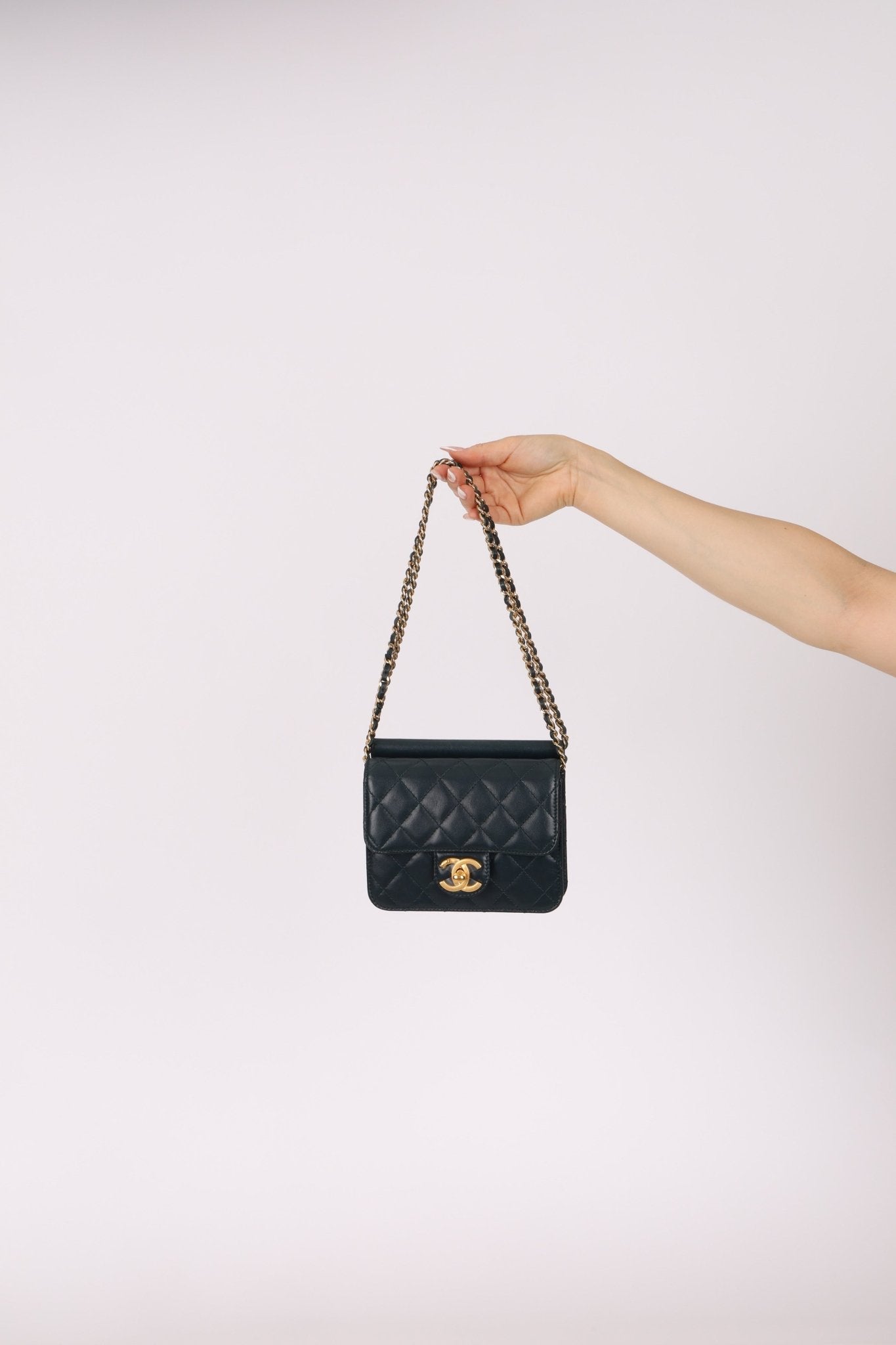 Chanel 2013 Dark Evergreen Lambskin Turnlock Square Flap Bag - FashioNica