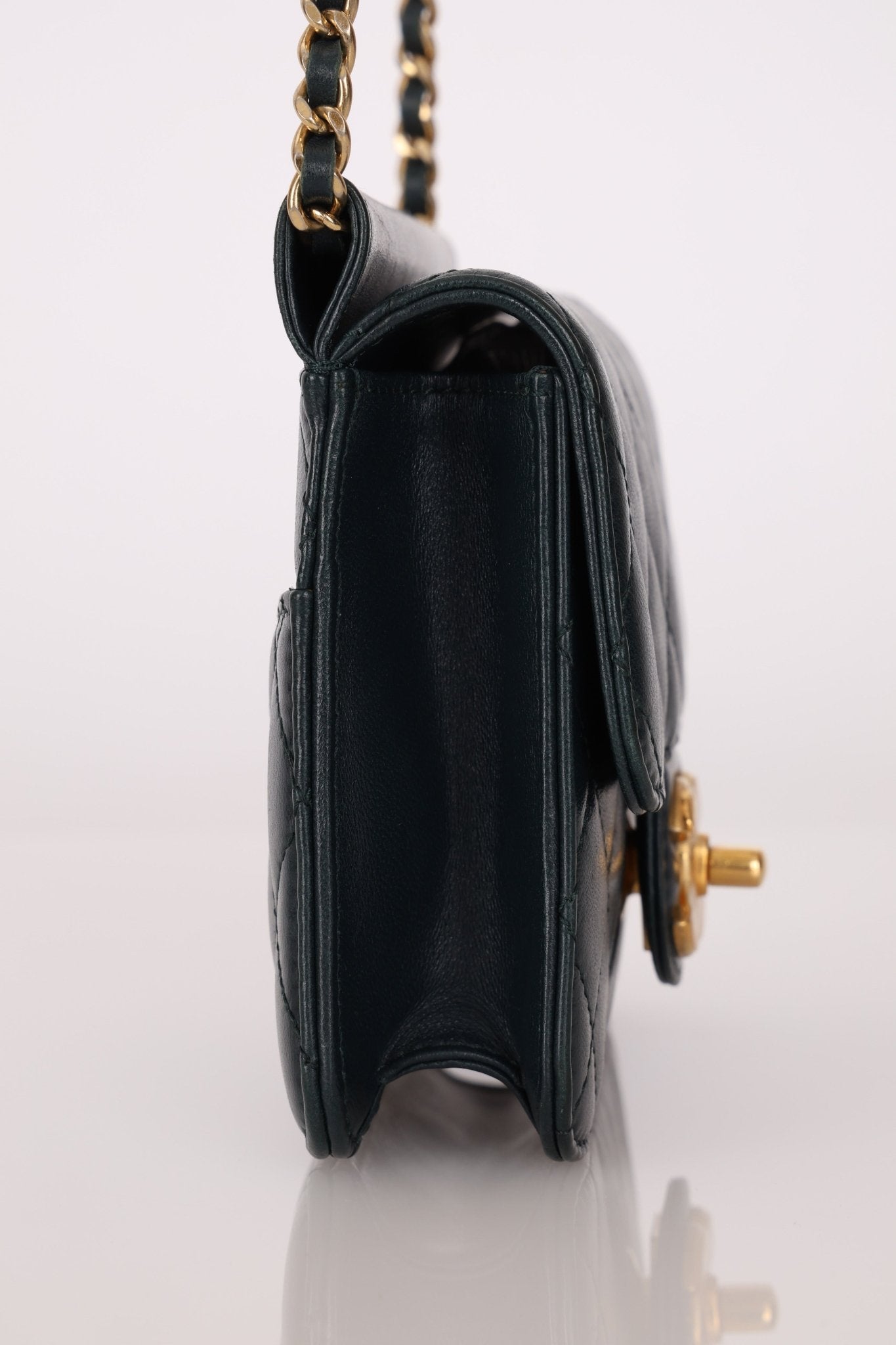 Chanel 2013 Dark Evergreen Lambskin Turnlock Square Flap Bag - FashioNica