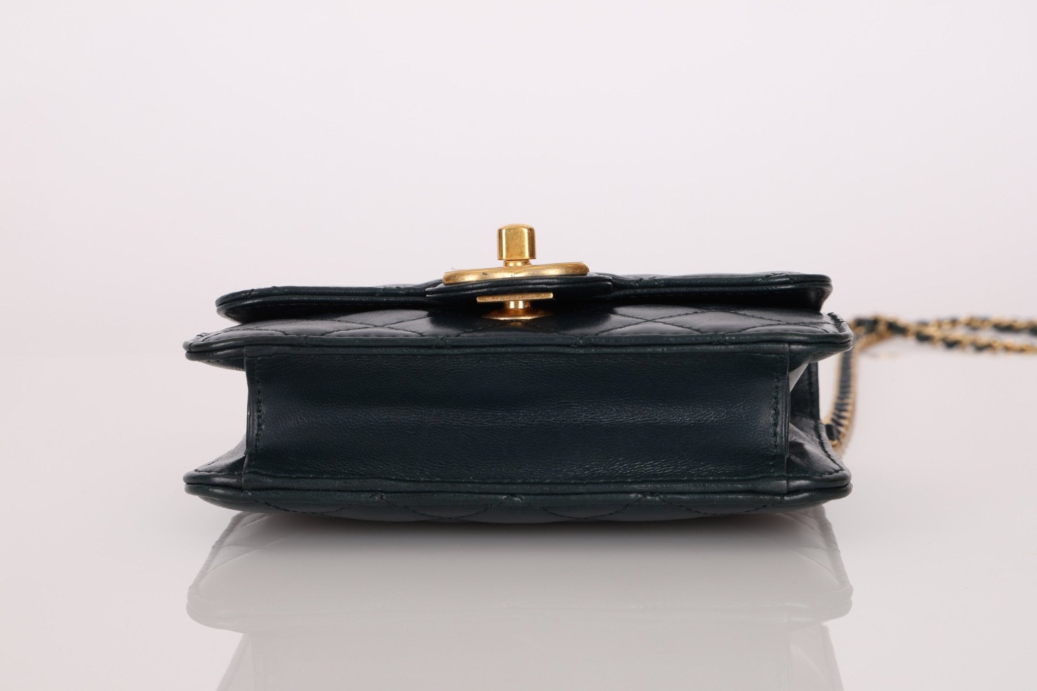 Chanel 2013 Dark Evergreen Lambskin Turnlock Square Flap Bag - FashioNica