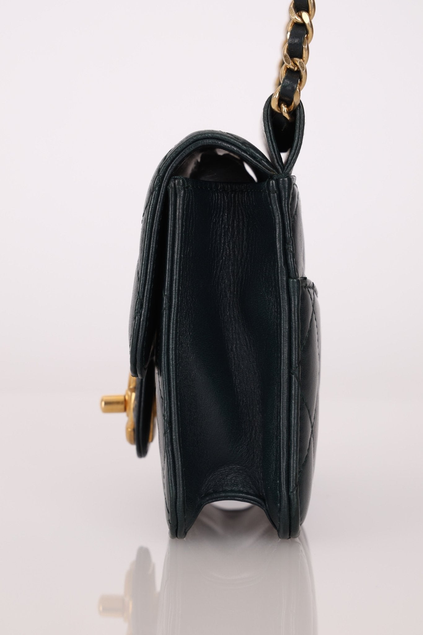 Chanel 2013 Dark Evergreen Lambskin Turnlock Square Flap Bag - FashioNica