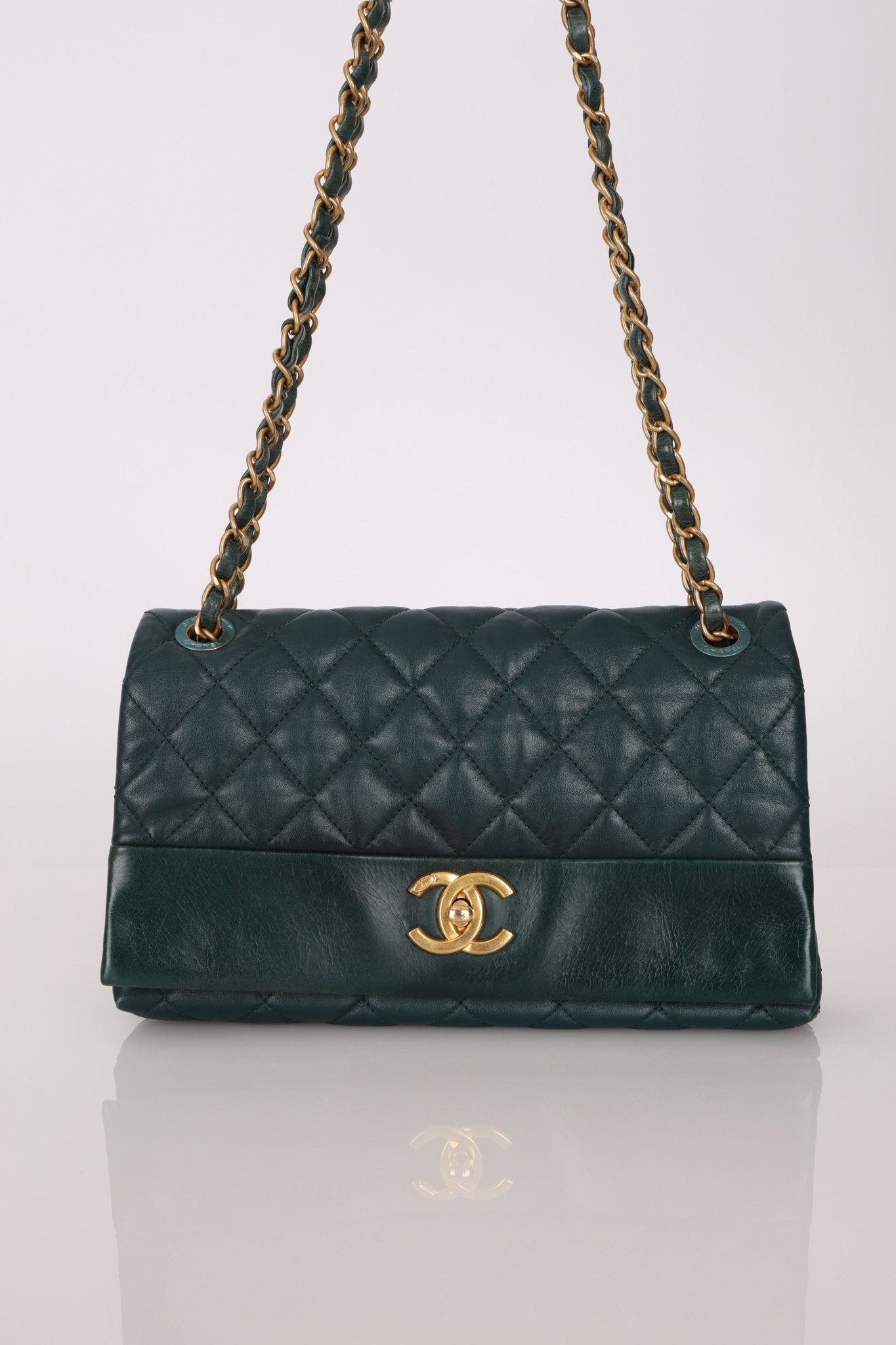 Chanel 2013 Emerald Soft Medium Elegence Flap Bag - FashioNica