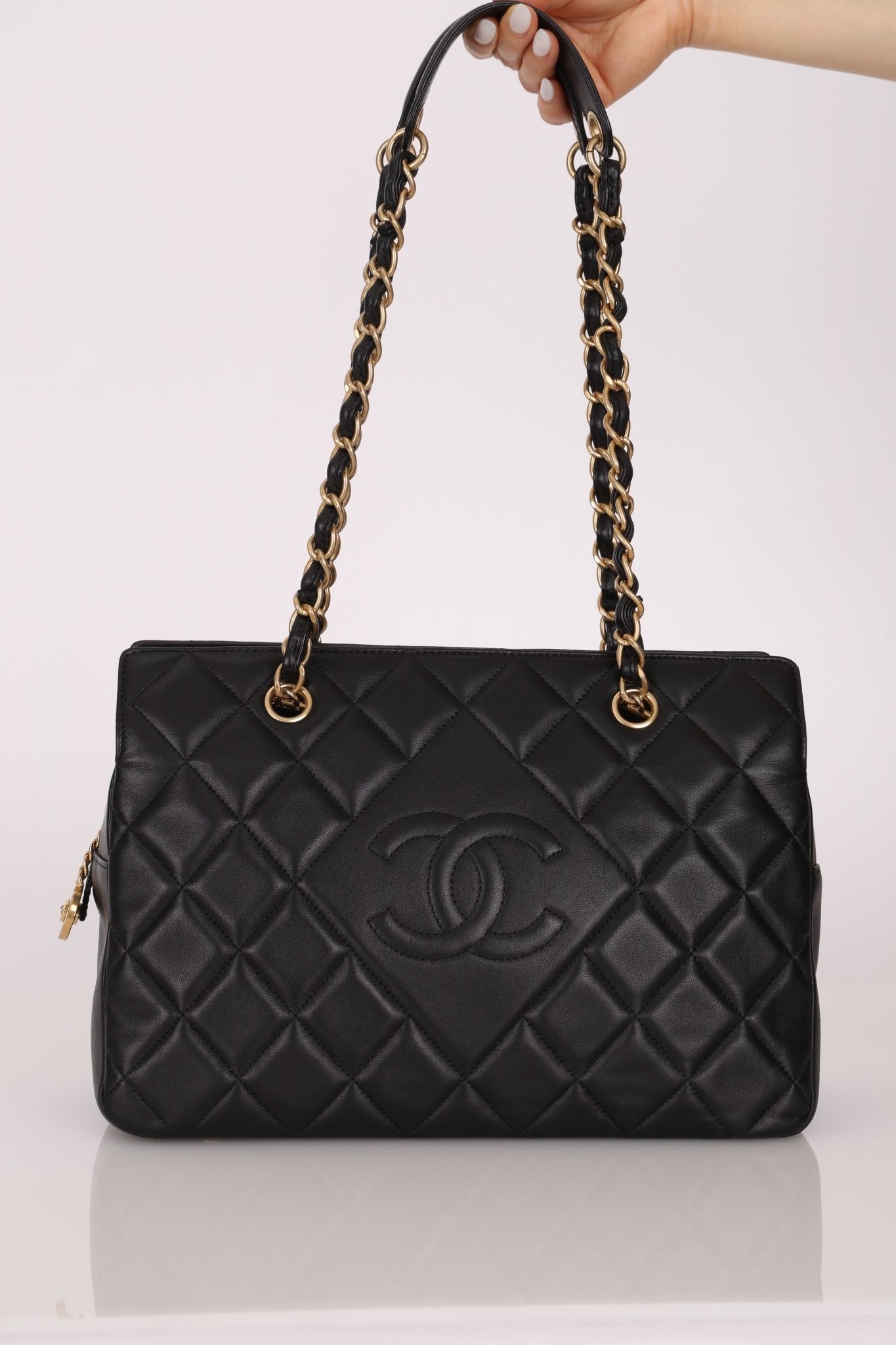 Chanel 2013 Lambskin Diamond CC Chain Tote - FashioNica
