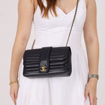 Chanel 2013 Navy Horizontal Mademoiselle Small Double Flap Bag - FashioNica