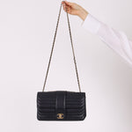 Chanel 2013 Navy Horizontal Mademoiselle Small Double Flap Bag - FashioNica
