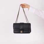 Chanel 2013 Navy Horizontal Mademoiselle Small Double Flap Bag - FashioNica