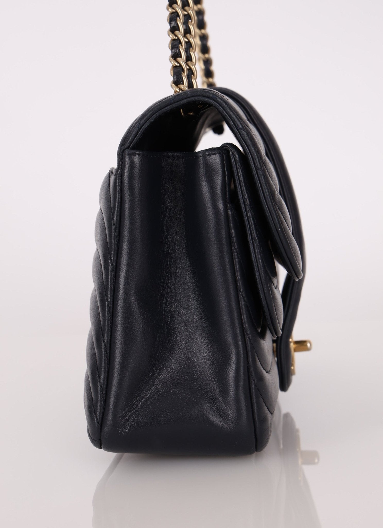 Chanel 2013 Navy Horizontal Mademoiselle Small Double Flap Bag - FashioNica