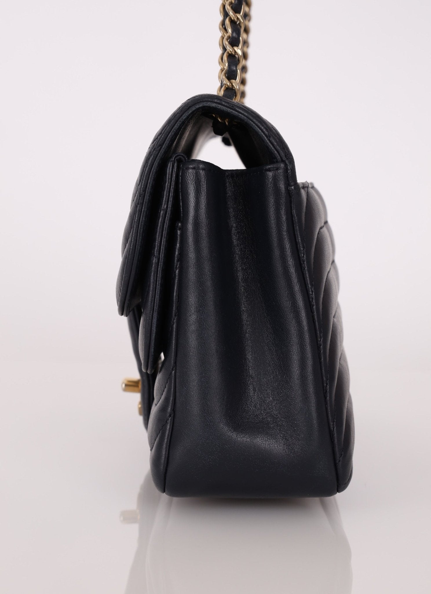 Chanel 2013 Navy Horizontal Mademoiselle Small Double Flap Bag - FashioNica