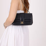 Chanel 2013 Navy Horizontal Mademoiselle Small Double Flap Bag - FashioNica