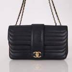 Chanel 2013 Navy Horizontal Mademoiselle Small Double Flap Bag - FashioNica