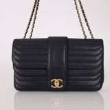 Chanel 2013 Navy Horizontal Mademoiselle Small Double Flap Bag - FashioNica