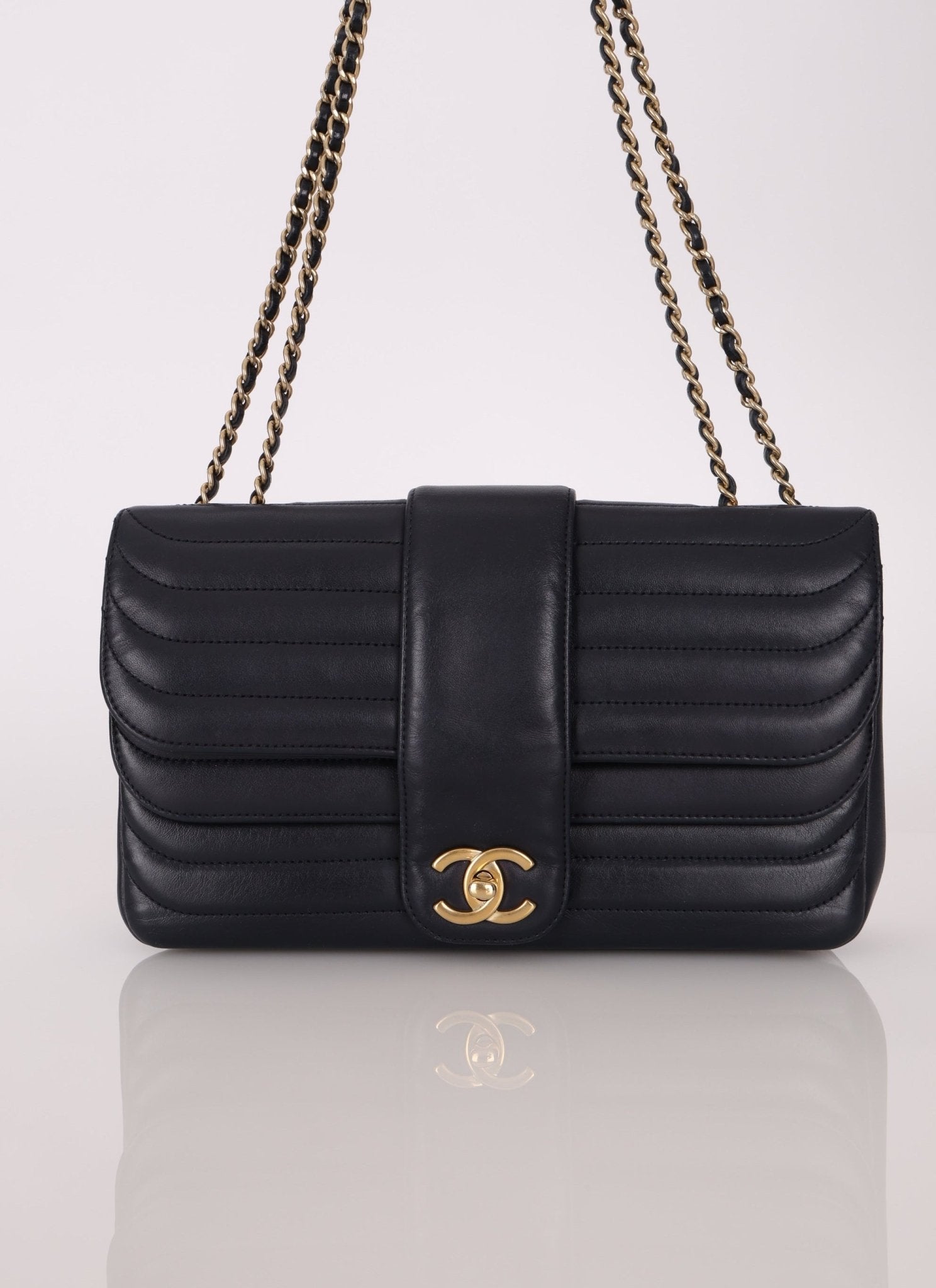 Chanel 2013 Navy Horizontal Mademoiselle Small Double Flap Bag - FashioNica