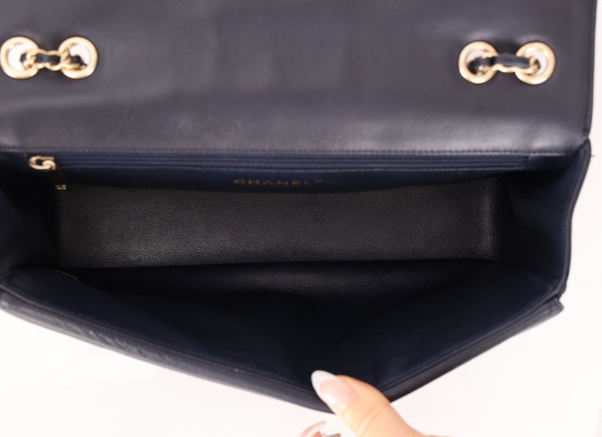 Chanel 2013 Navy Horizontal Mademoiselle Small Double Flap Bag - FashioNica