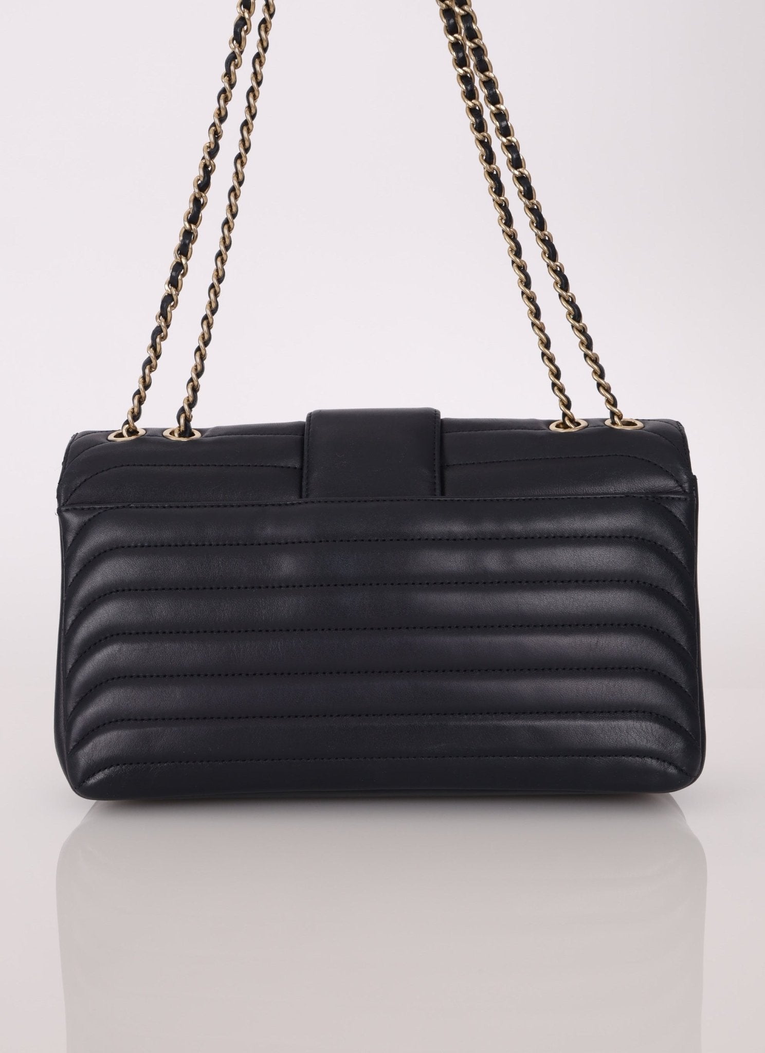 Chanel 2013 Navy Horizontal Mademoiselle Small Double Flap Bag - FashioNica