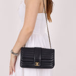 Chanel 2013 Navy Horizontal Mademoiselle Small Double Flap Bag - FashioNica