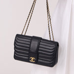 Chanel 2013 Navy Horizontal Mademoiselle Small Double Flap Bag - FashioNica