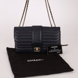 Chanel 2013 Navy Horizontal Mademoiselle Small Double Flap Bag - FashioNica