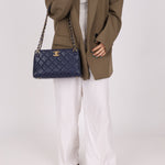 Chanel 2013 Navy Lambskin Misia Open Shoulder Tote - FashioNica