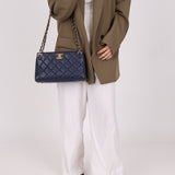 Chanel 2013 Navy Lambskin Misia Open Shoulder Tote - FashioNica