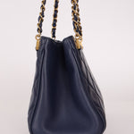Chanel 2013 Navy Lambskin Misia Open Shoulder Tote - FashioNica