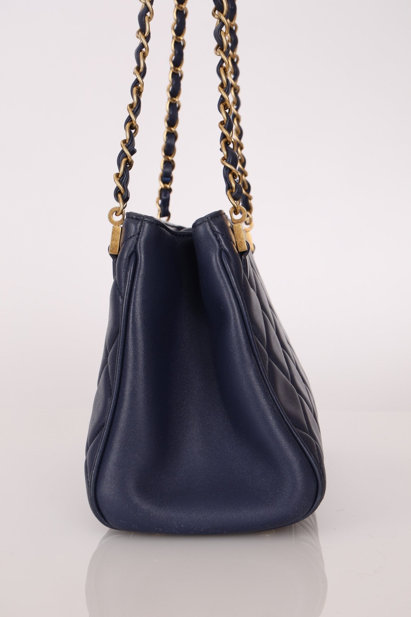 Chanel 2013 Navy Lambskin Misia Open Shoulder Tote - FashioNica