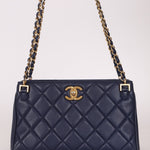 Chanel 2013 Navy Lambskin Misia Open Shoulder Tote - FashioNica