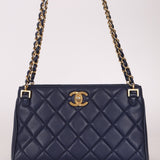 Chanel 2013 Navy Lambskin Misia Open Shoulder Tote - FashioNica