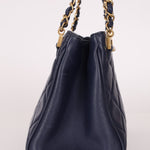 Chanel 2013 Navy Lambskin Misia Open Shoulder Tote - FashioNica