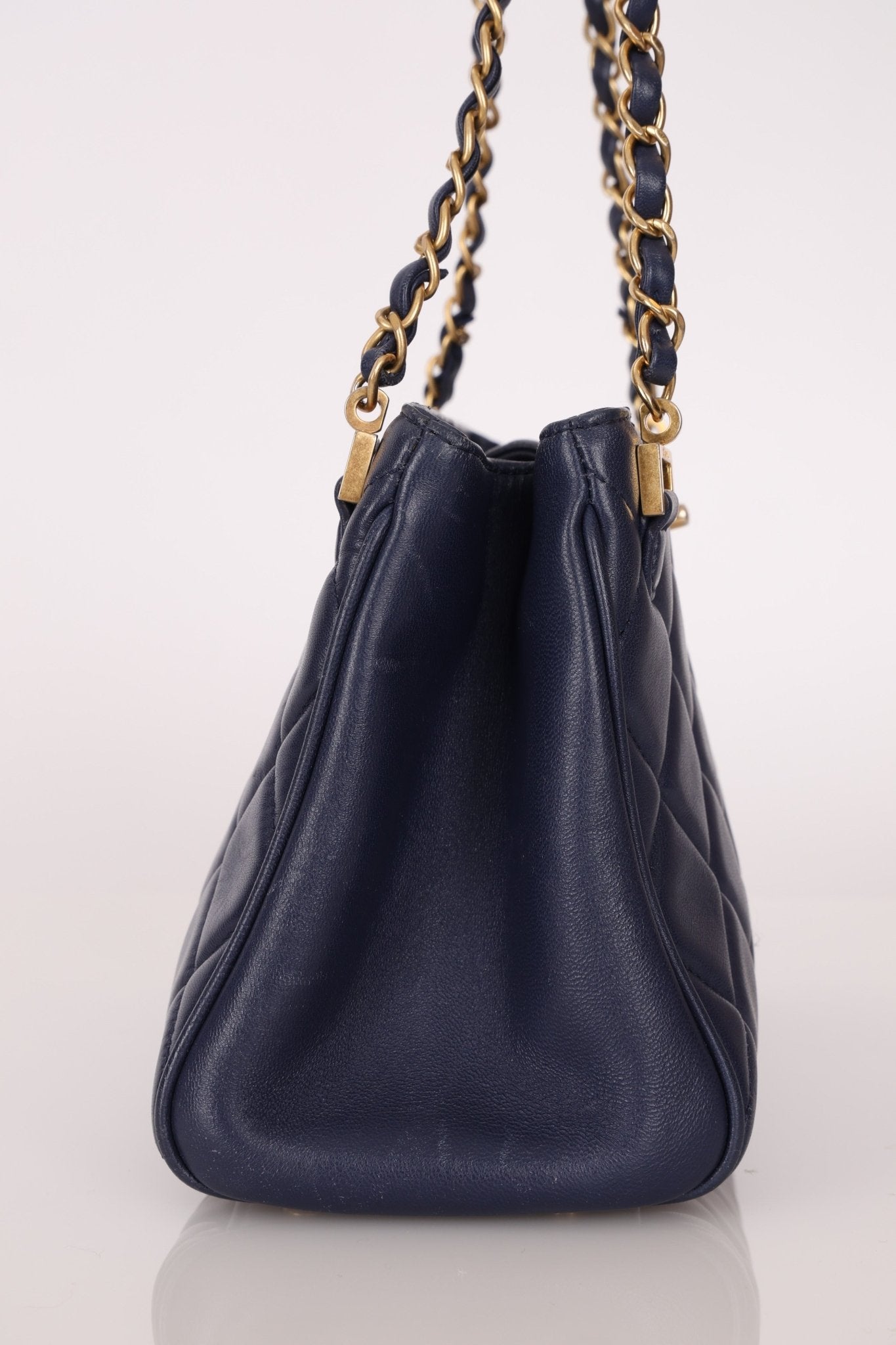 Chanel 2013 Navy Lambskin Misia Open Shoulder Tote - FashioNica