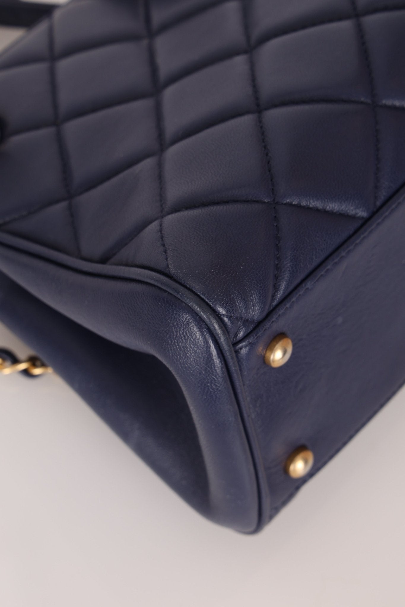 Chanel 2013 Navy Lambskin Misia Open Shoulder Tote - FashioNica
