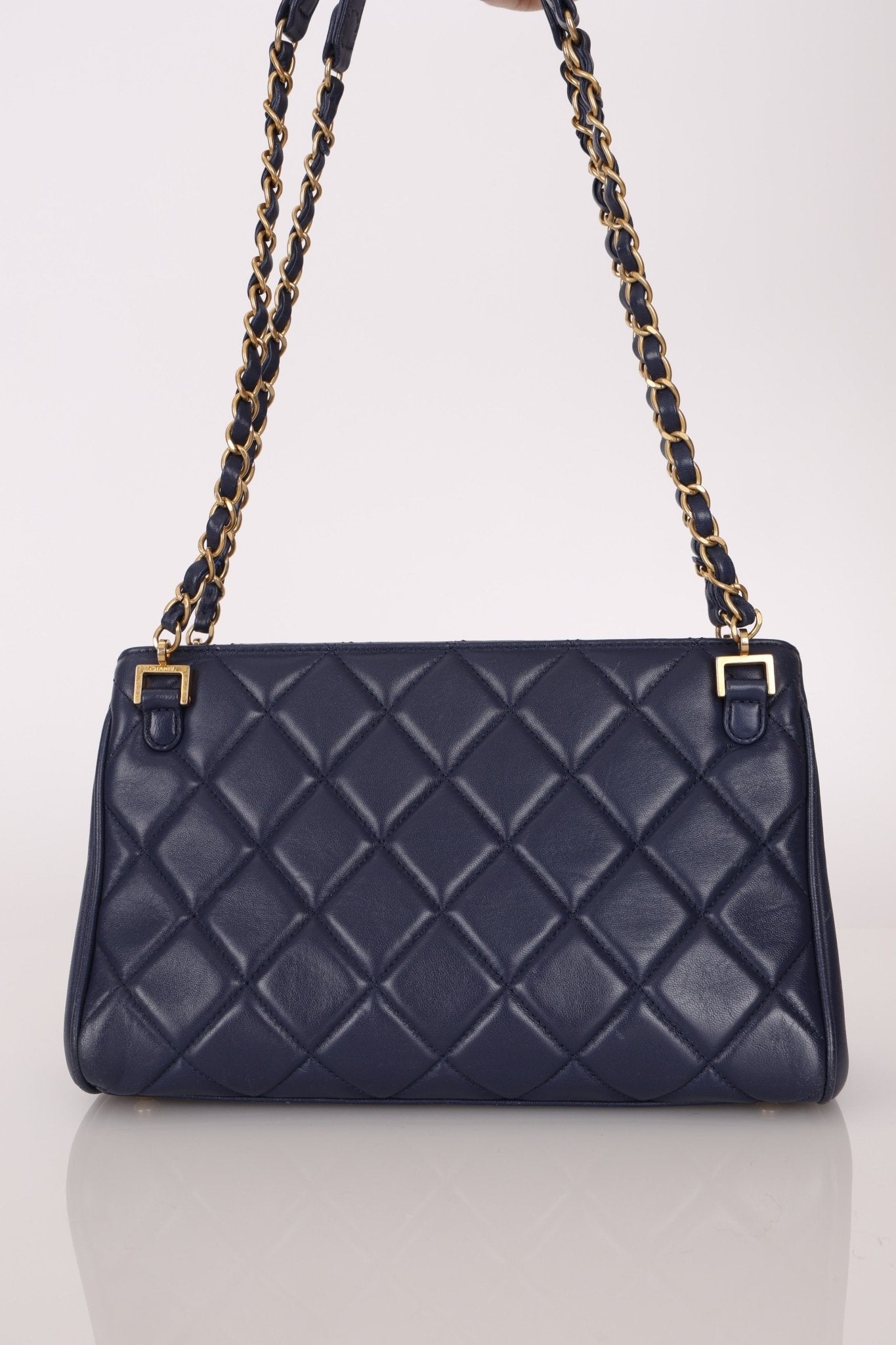 Chanel 2013 Navy Lambskin Misia Open Shoulder Tote - FashioNica