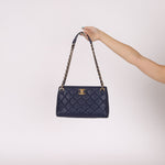 Chanel 2013 Navy Lambskin Misia Open Shoulder Tote - FashioNica