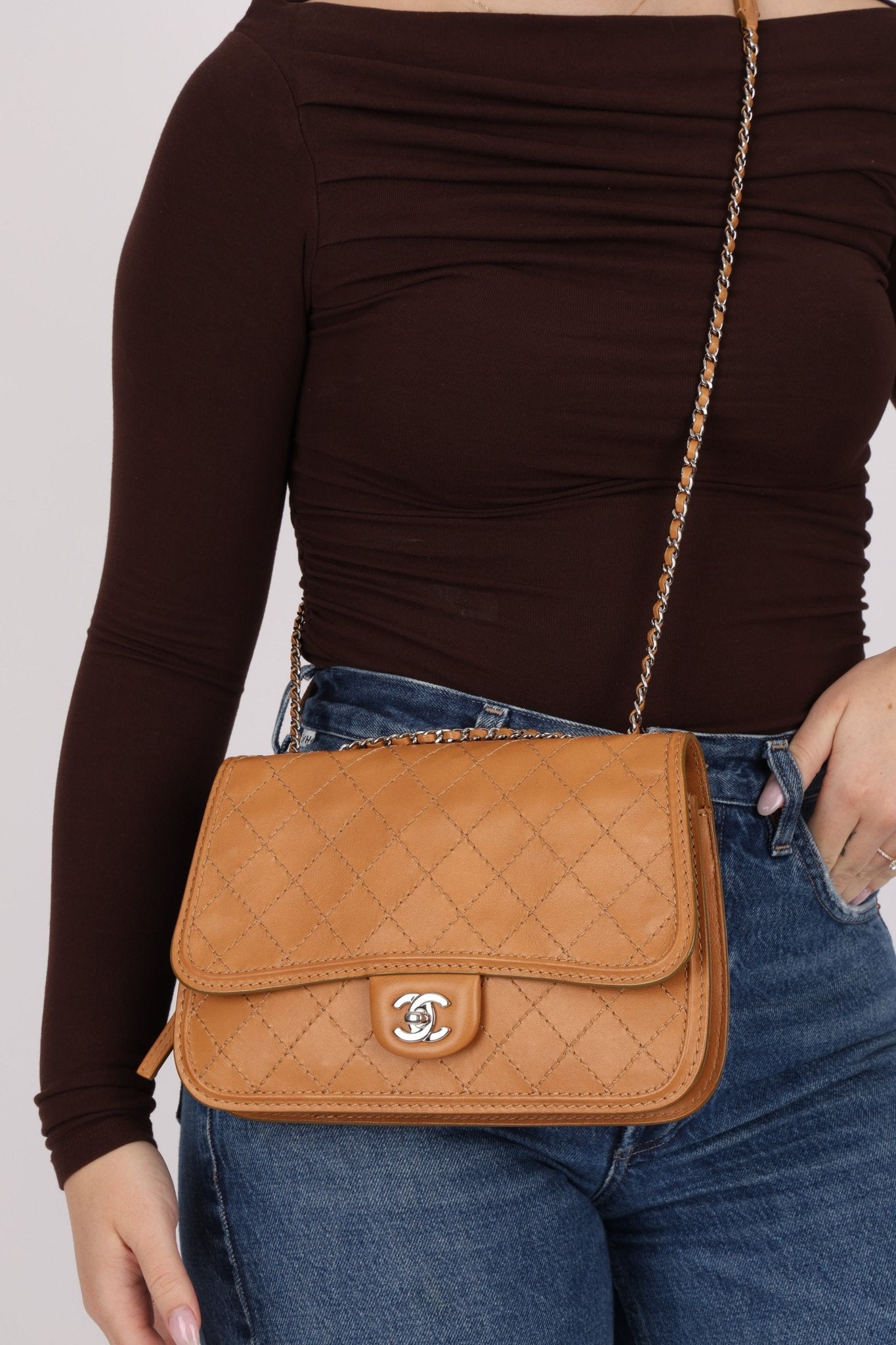 Chanel 2013 Tramezzo Small Toffee Citizen Flap Shoulder Bag - FashioNica