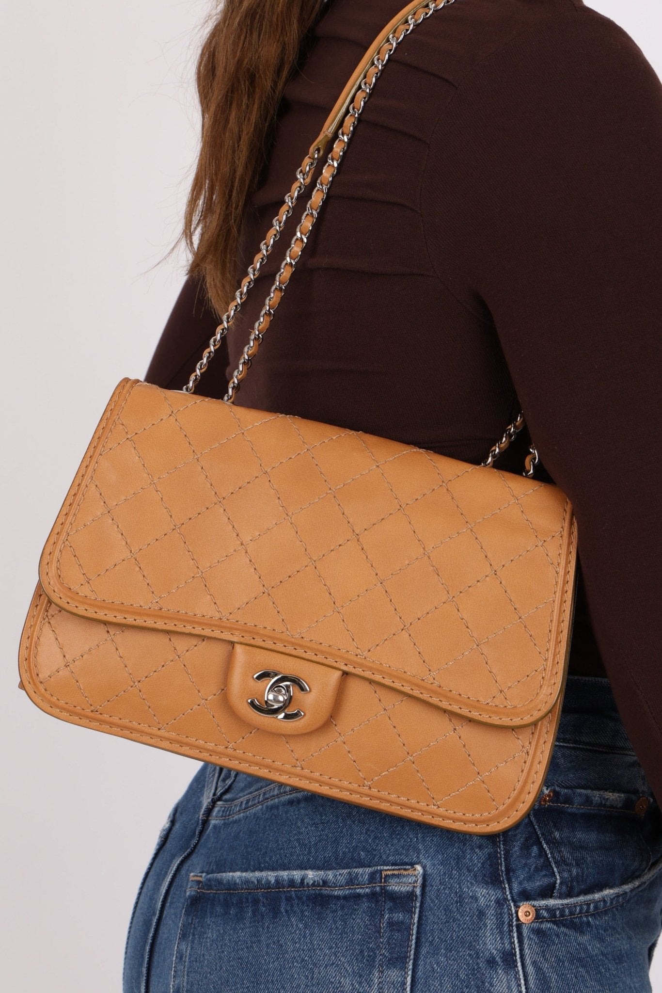 Chanel 2013 Tramezzo Small Toffee Citizen Flap Shoulder Bag - FashioNica