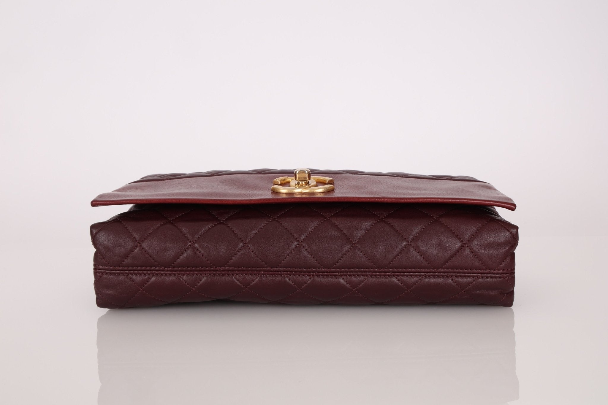 Chanel 2014 Bordeaux Calfskin Jumbo Soft Elegance Flap Bag - FashioNica