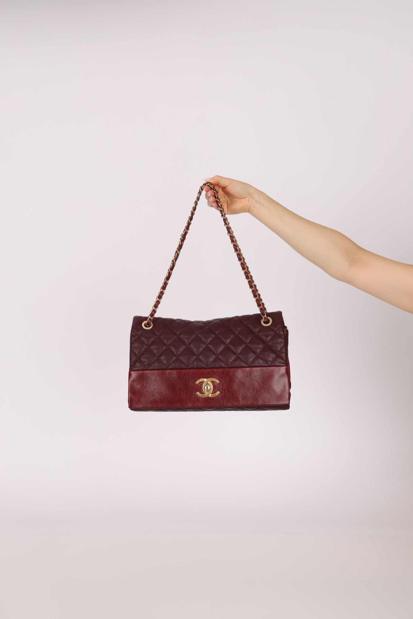 Chanel 2014 Bordeaux Calfskin Jumbo Soft Elegance Flap Bag - FashioNica