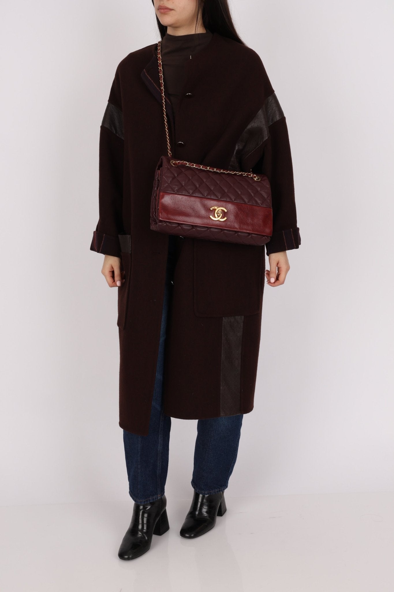 Chanel 2014 Bordeaux Calfskin Jumbo Soft Elegance Flap Bag - FashioNica