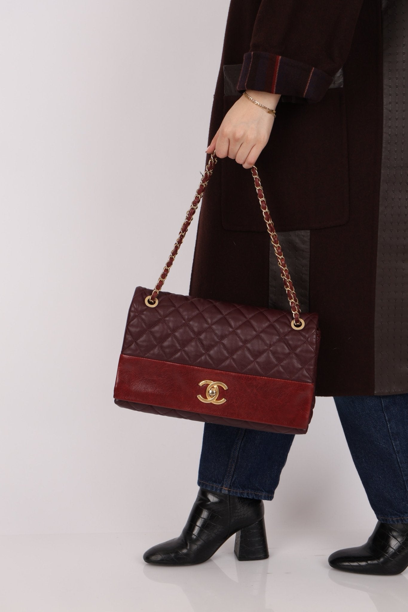 Chanel 2014 Bordeaux Calfskin Jumbo Soft Elegance Flap Bag - FashioNica