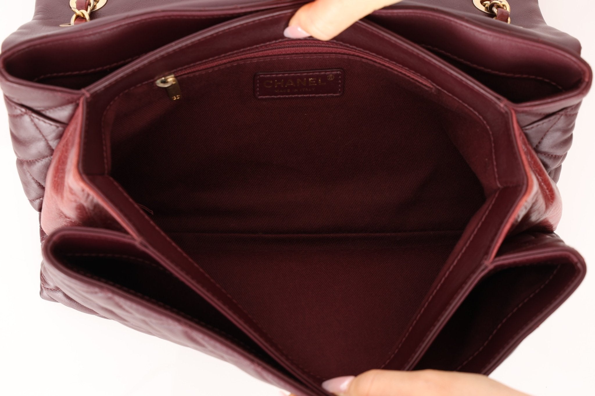 Chanel 2014 Bordeaux Calfskin Jumbo Soft Elegance Flap Bag - FashioNica