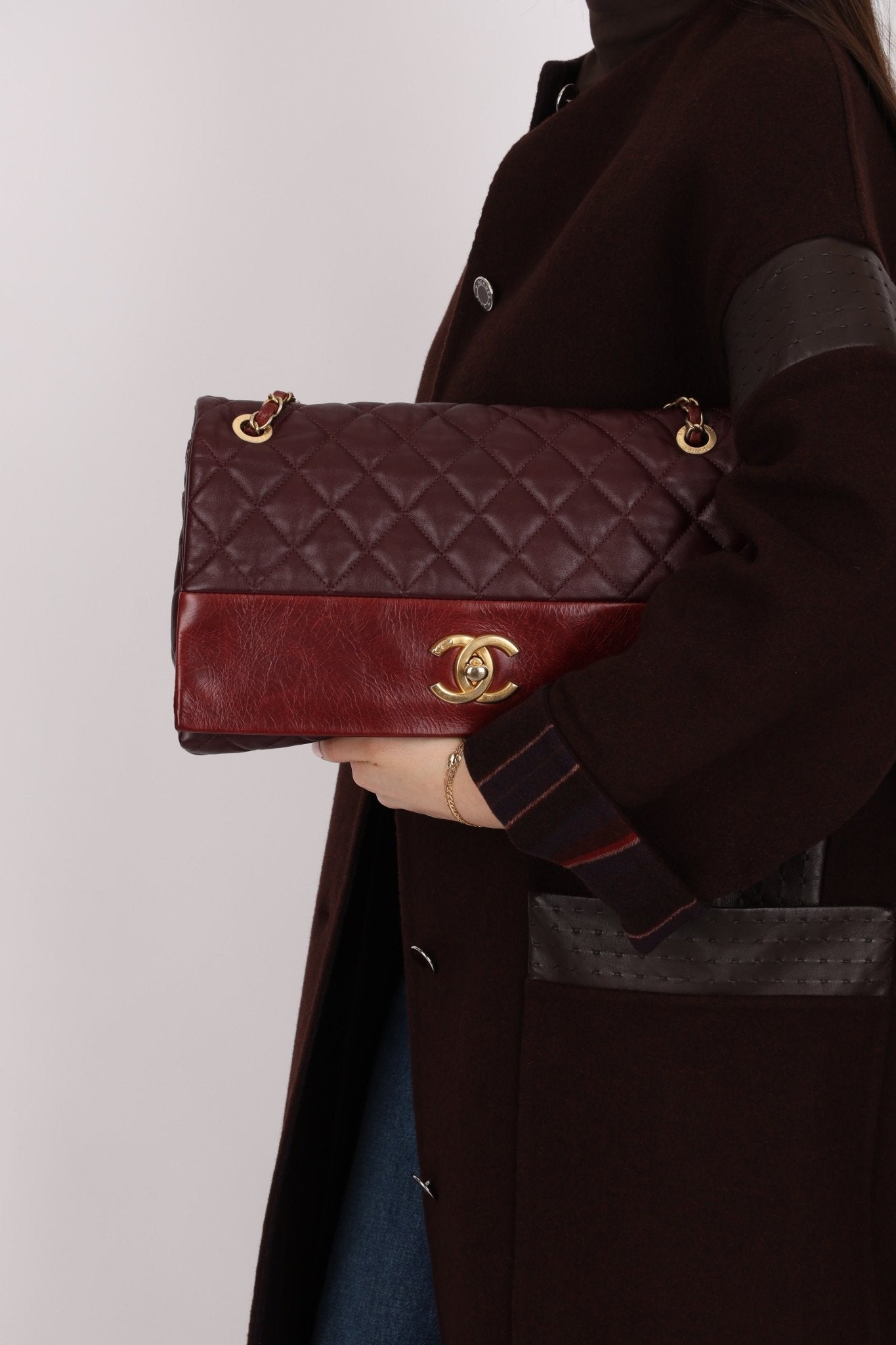 Chanel 2014 Bordeaux Calfskin Jumbo Soft Elegance Flap Bag - FashioNica