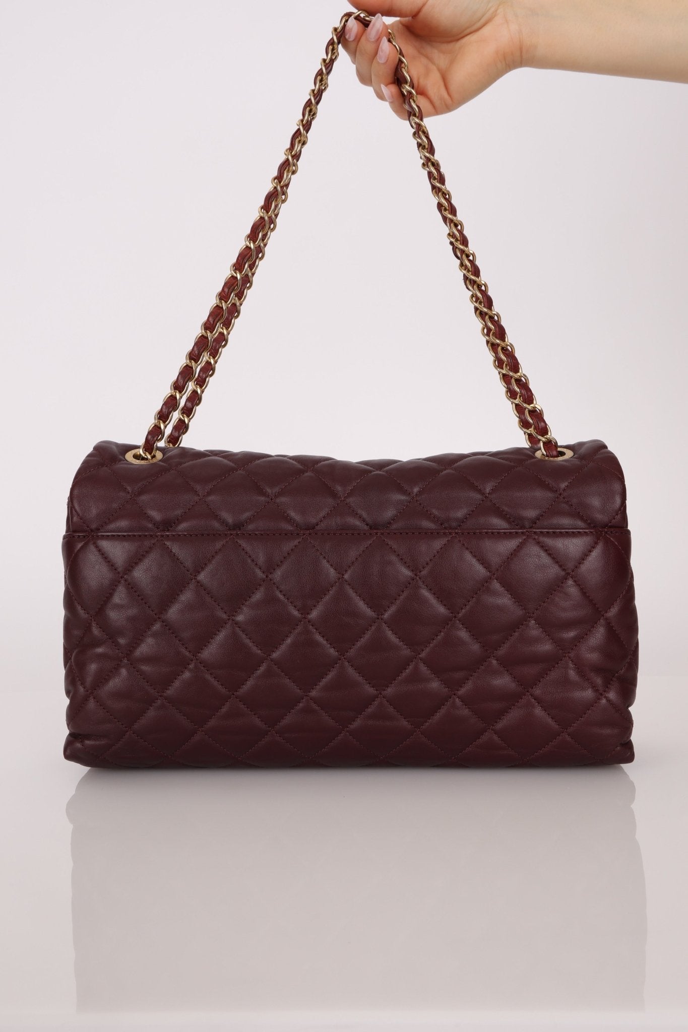 Chanel 2014 Bordeaux Calfskin Jumbo Soft Elegance Flap Bag - FashioNica