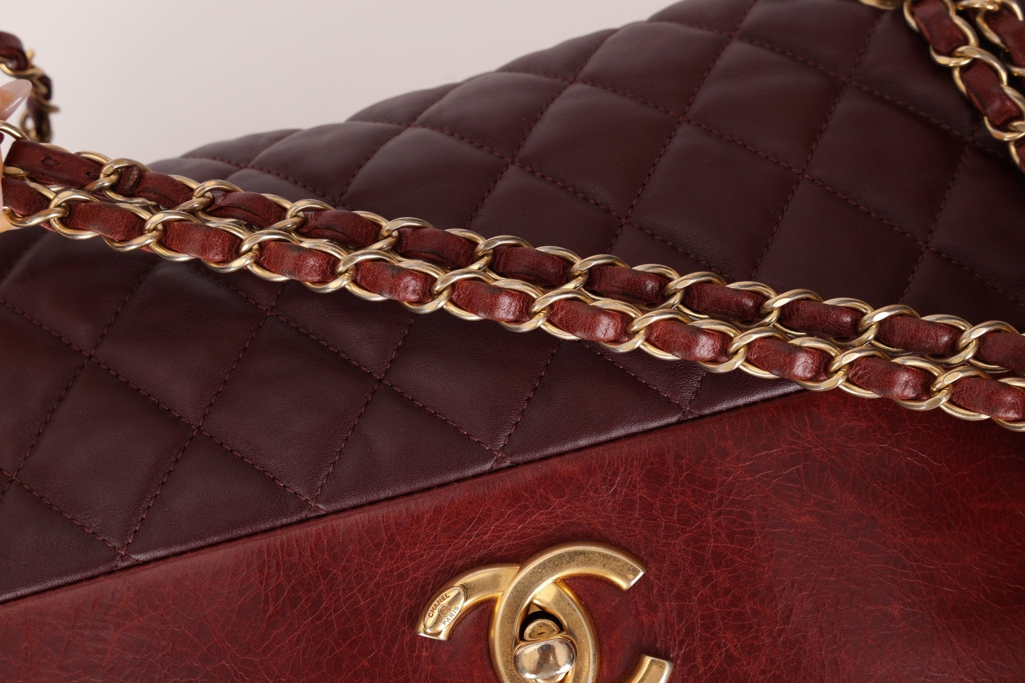 Chanel 2014 Bordeaux Calfskin Jumbo Soft Elegance Flap Bag - FashioNica