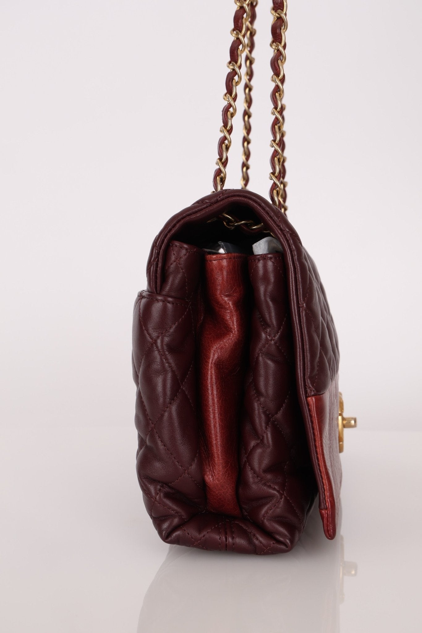 Chanel 2014 Bordeaux Calfskin Jumbo Soft Elegance Flap Bag - FashioNica