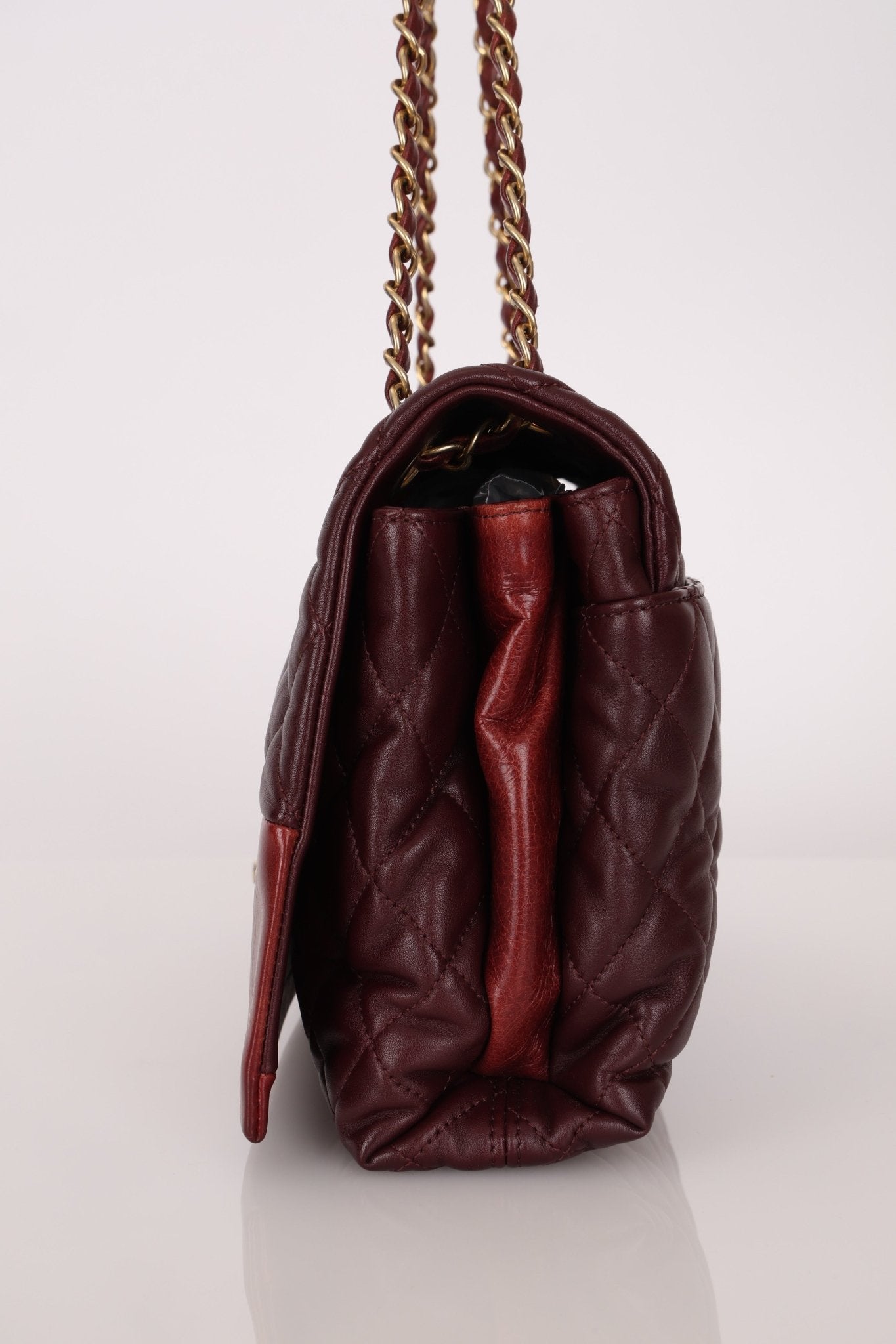 Chanel 2014 Bordeaux Calfskin Jumbo Soft Elegance Flap Bag - FashioNica