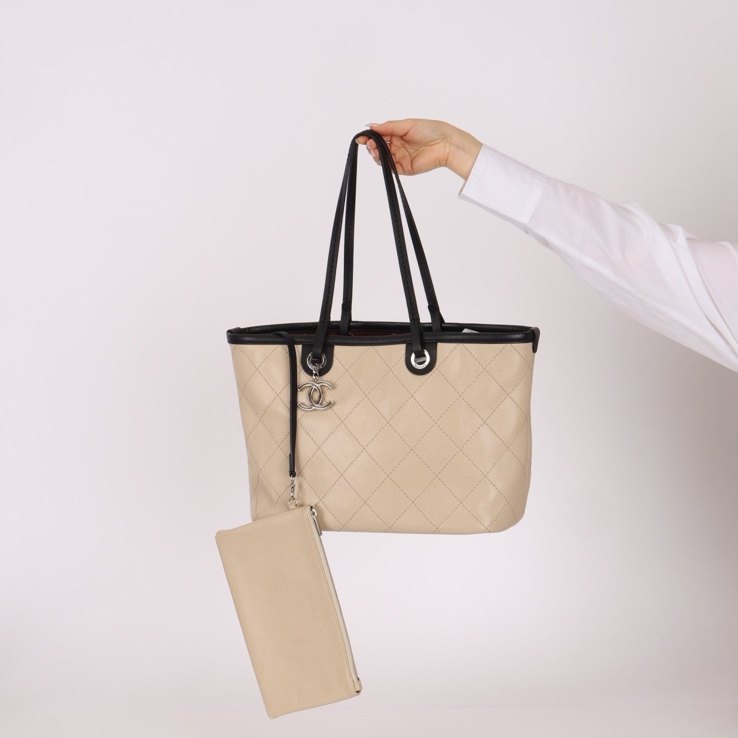 Chanel 2014 Caviar Bi - color Tote with Pouch - FashioNica