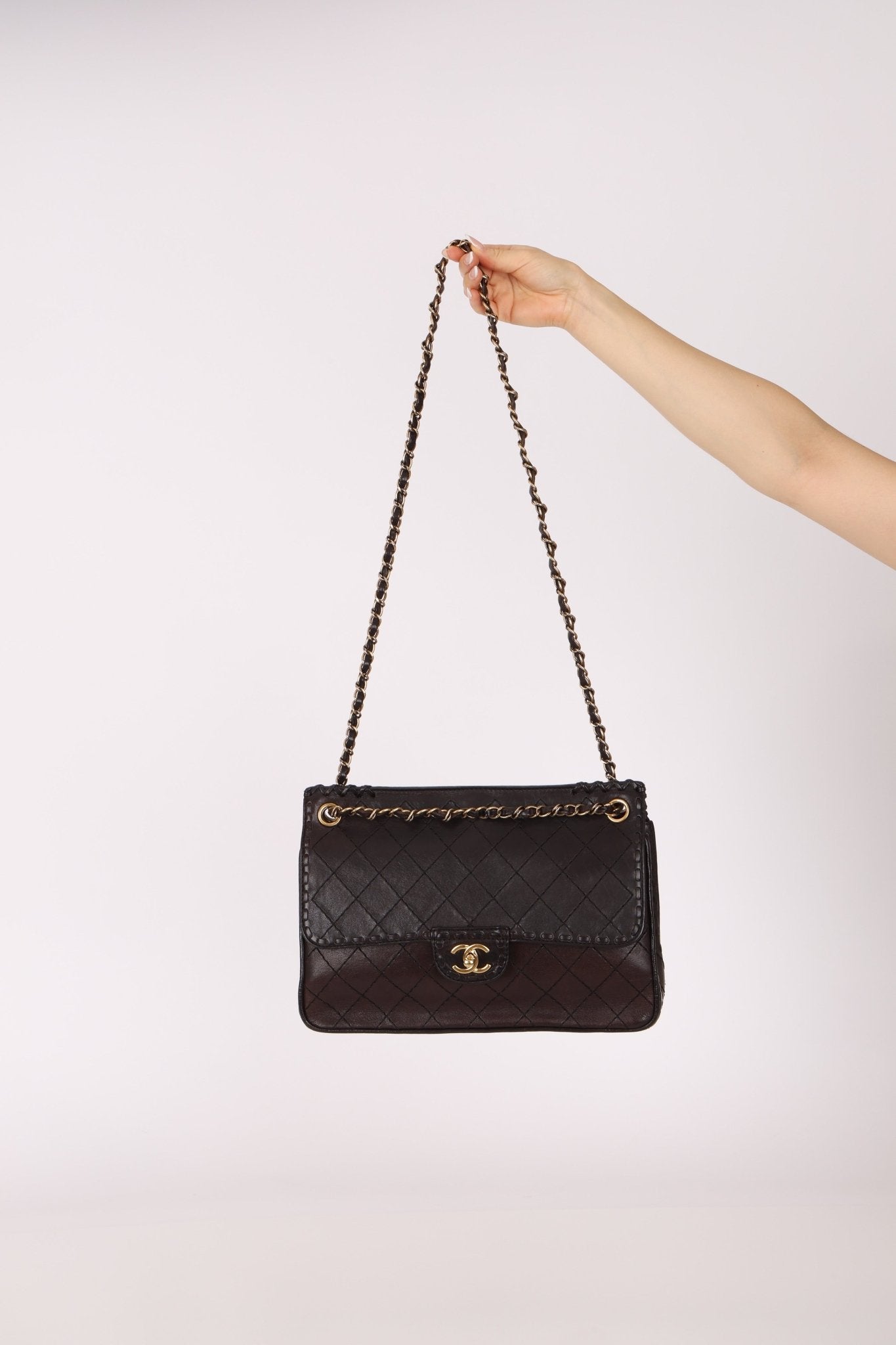 Chanel 2014 Chocolate Paris - Edinburgh Calfskin Whipstitch Large Flap - FashioNica