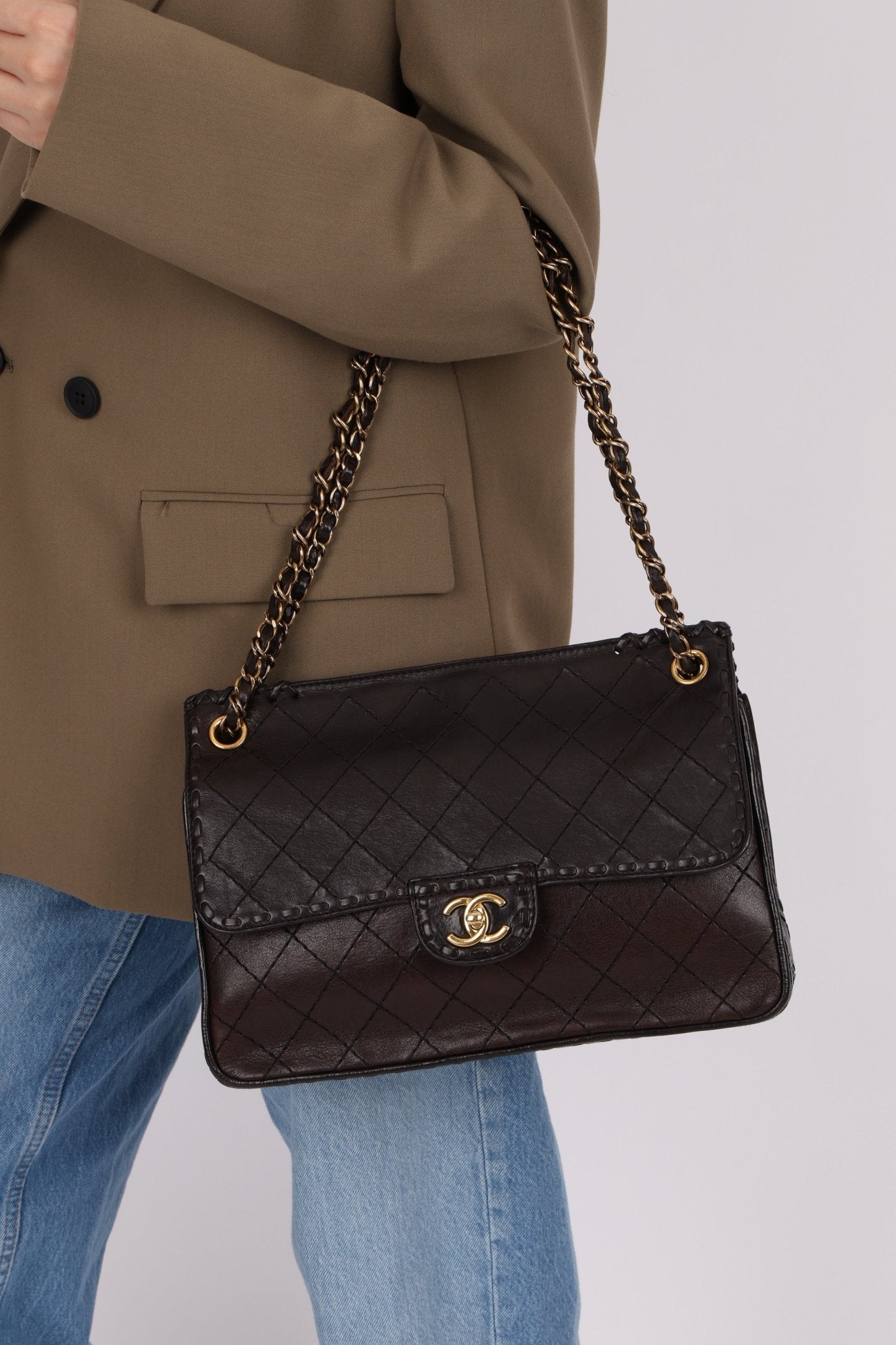 Chanel 2014 Chocolate Paris - Edinburgh Calfskin Whipstitch Large Flap - FashioNica