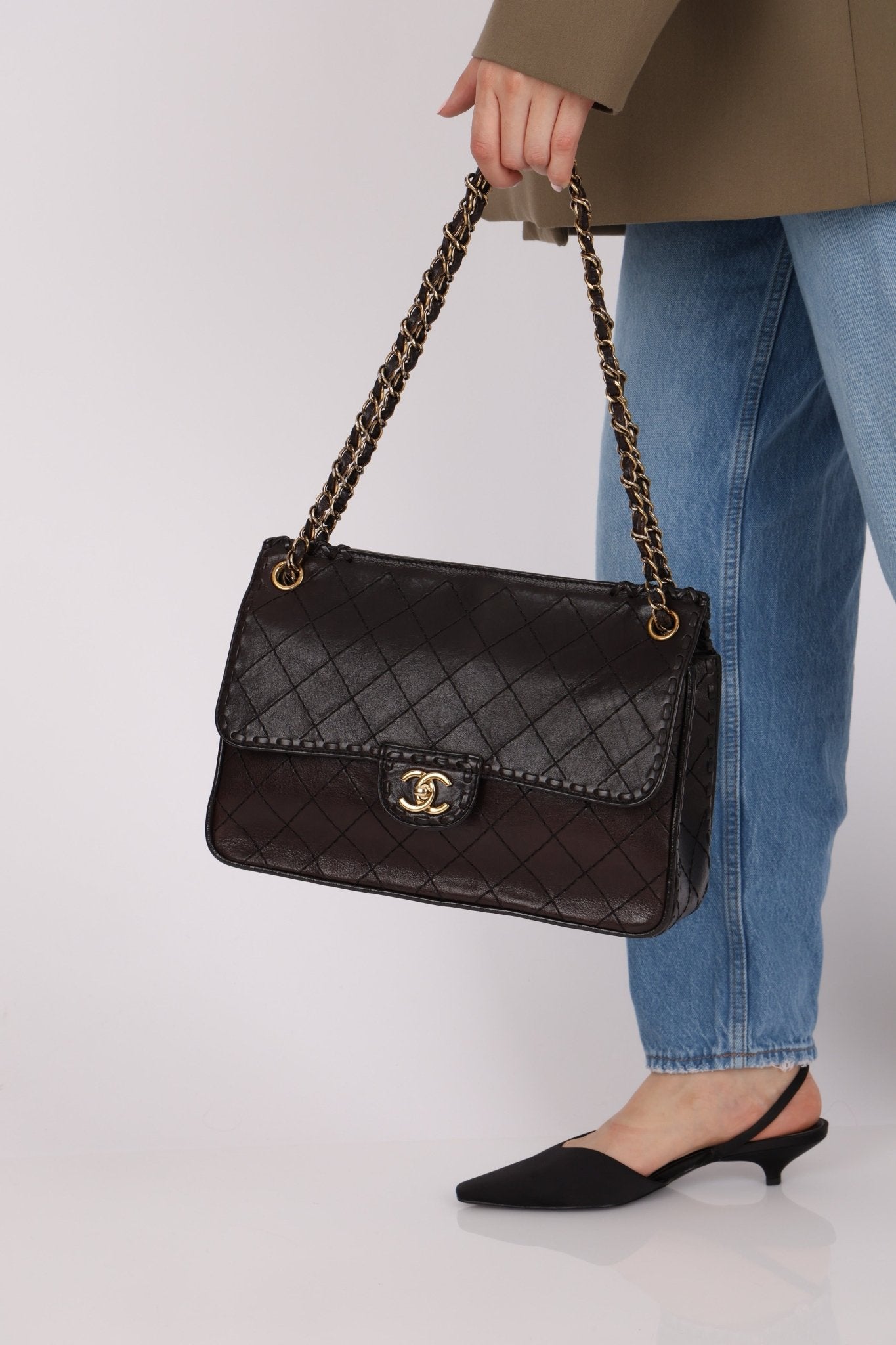 Chanel 2014 Chocolate Paris - Edinburgh Calfskin Whipstitch Large Flap - FashioNica
