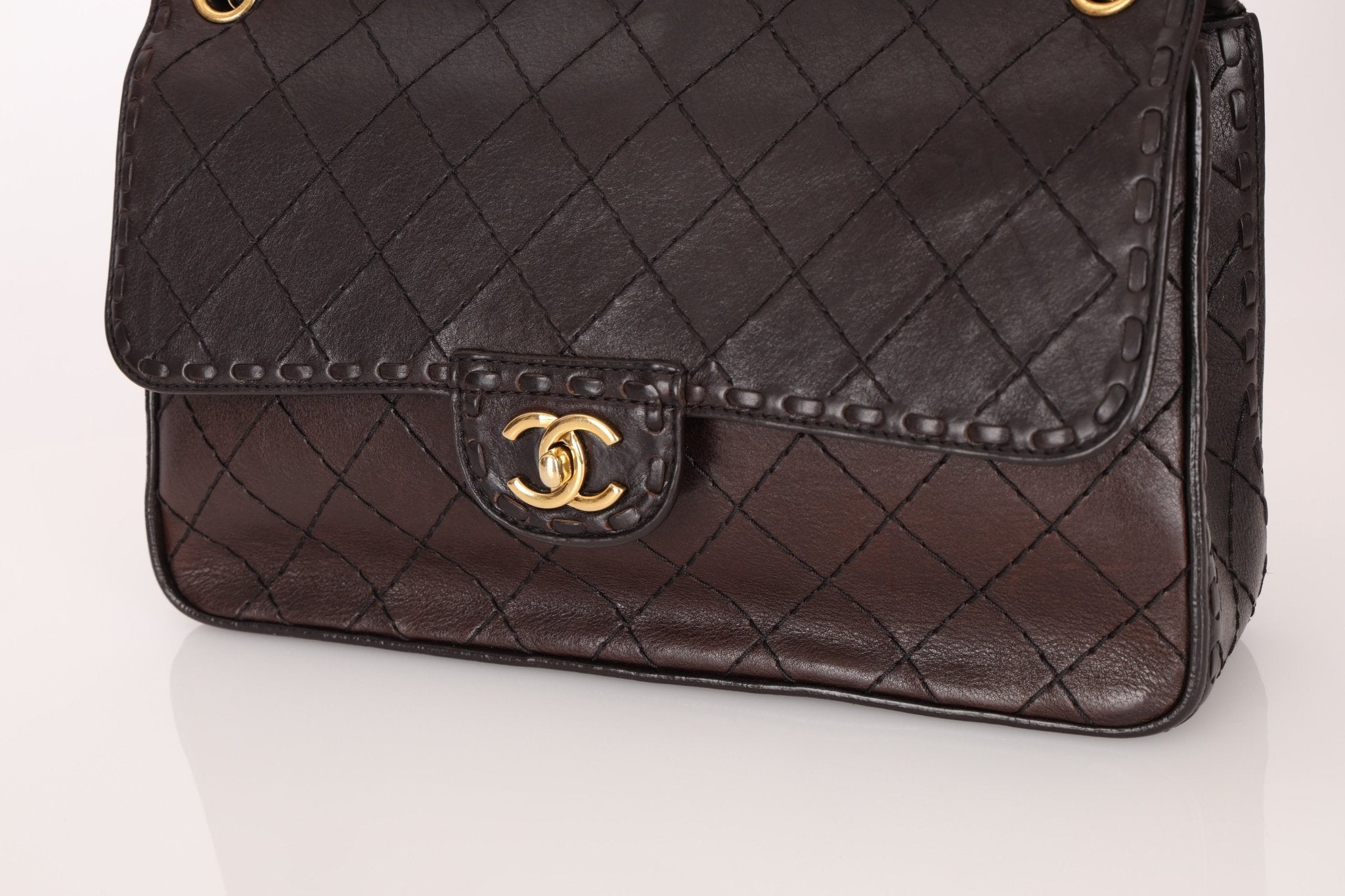 Chanel 2014 Chocolate Paris - Edinburgh Calfskin Whipstitch Large Flap - FashioNica