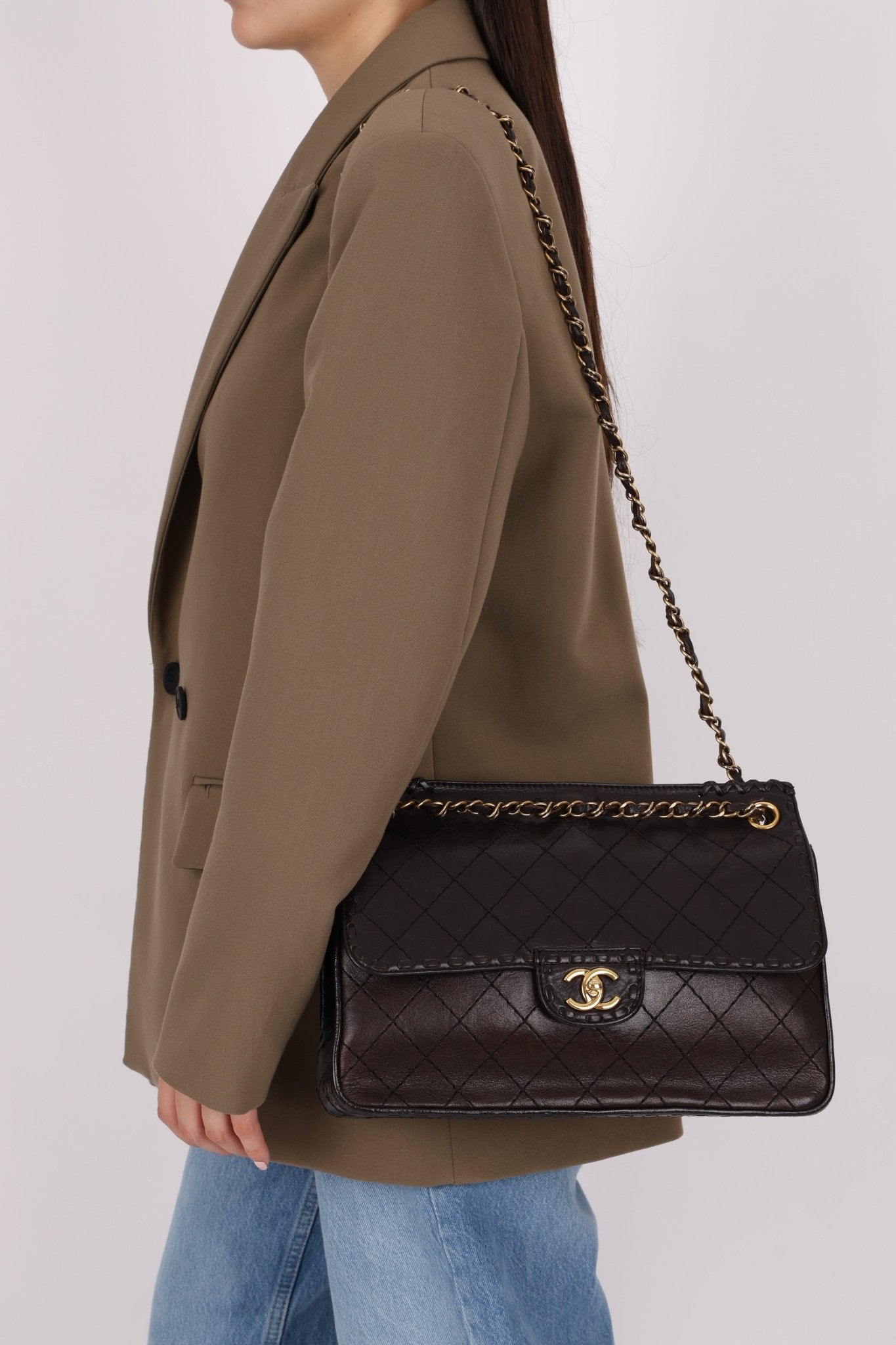 Chanel 2014 Chocolate Paris - Edinburgh Calfskin Whipstitch Large Flap - FashioNica